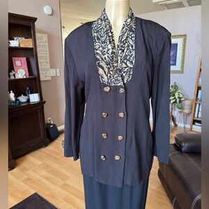 Stella vintage black double breasted jacket w/fancy collar-size M
